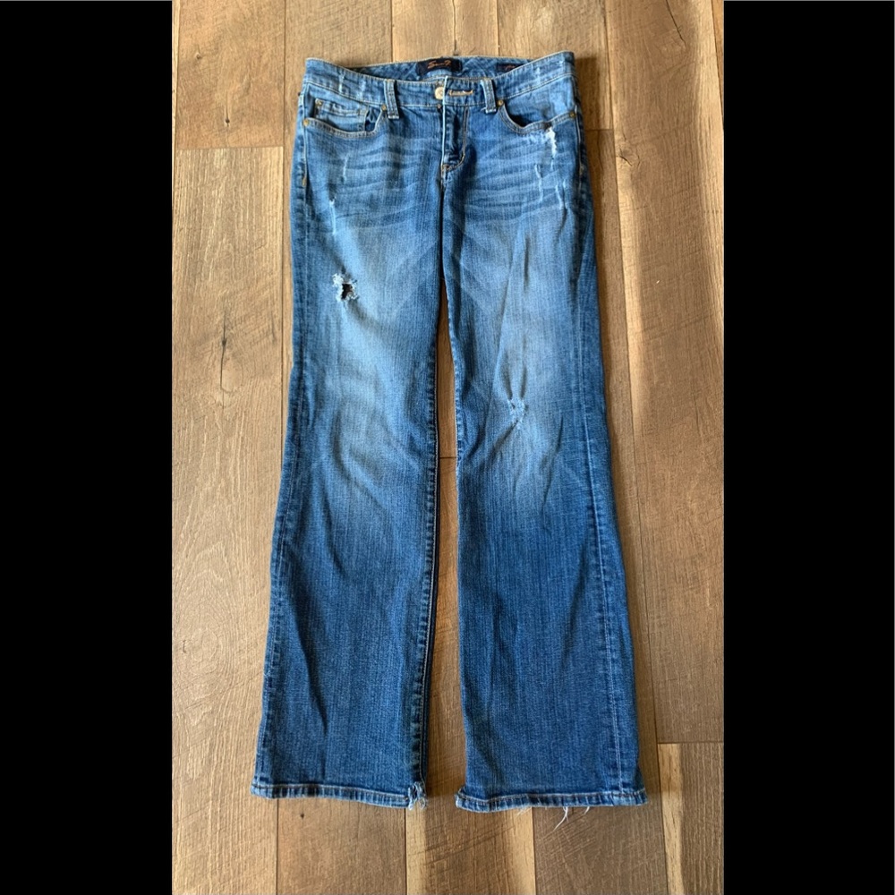 7 For All Mankind Sz 4 Distressed Flare Jeans